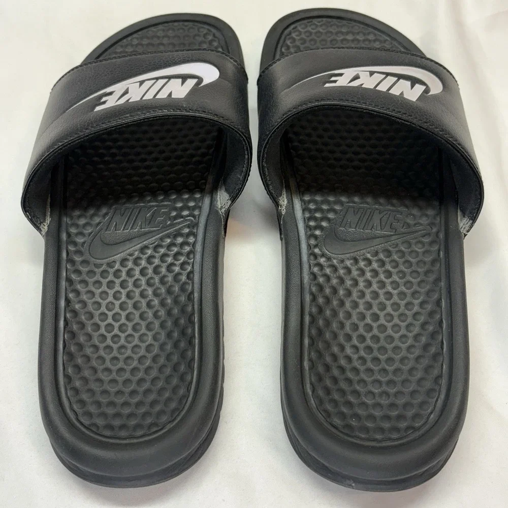 Nike Benassi JDI Sandlas Mens Size 8 Black White Slip On Slides 343880-090